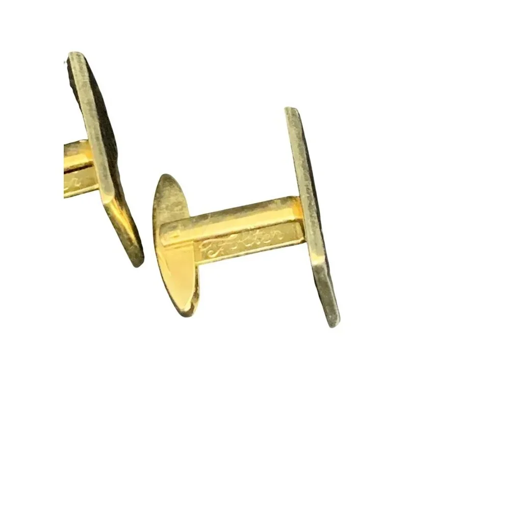 Vintage Foster Gold Tone And Black Enamel Abstract Cufflinks (1787)